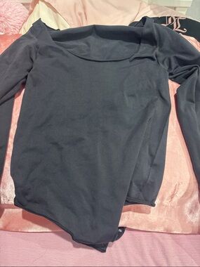 SKIMS Black Off-Shoulder Long Sleeve Bodysuit